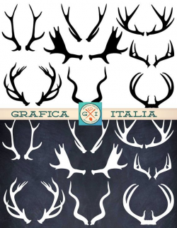 ANTLER ClipArt Elements - 16 Deer Elk Moose Antlers Clip art ...