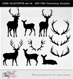Deer Cliparts - Deer Silhouettes - Reindeer - Antlers Clipart - Deer ...