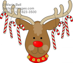Christmas Reindeer with Candy Cane Ornaments Hanging from Its ...
