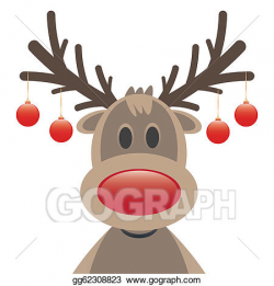 Clip Art Vector - Rudolph reindeer red nose christmas balls. Stock ...