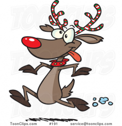Cartoon Rudolph the Red Nosed Reindeer with Festive Red, White and ...
