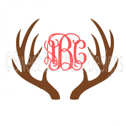 Deer antler monogram SVG instant download design for cricut or