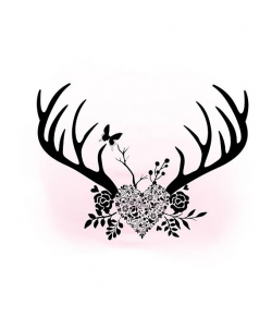 Floral Heart Antlers svg , Heart antlers SVG, Boho floral Antlers ...