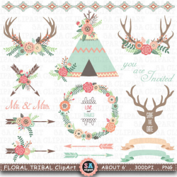 Floral Tribal ClipArt 