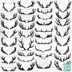 Boho Antler Silhouette Clipart - Antlers PNG - Hand Drawn Antler ...