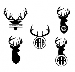 Deer svg deer monogram clipart deer head silhouette