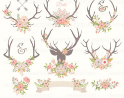 Christmas clipart: CHRISTMAS ANTLERS with antler