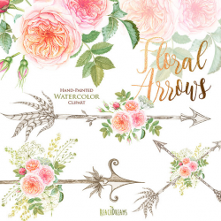 Watercolor Flowers Clipart feathers horns antlers arrows