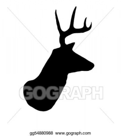 Drawing - Whitetail buck deer head profile silhouette. Clipart ...