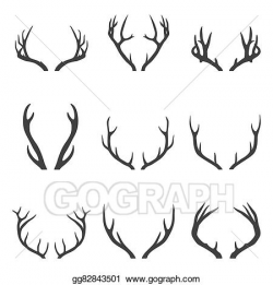 Vector Stock - Set of deer horns. Clipart Illustration ...