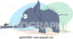 Drawing - Elephant and ant . Clipart Drawing gg55243853 - GoGraph