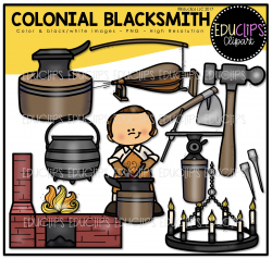 Colonial Blacksmith Clip Art Bundle (Color and B&W) - Welcome to ...