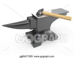 Drawing - Hammer on a metal anvil. Clipart Drawing gg65471325 - GoGraph