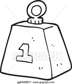 Vector Illustration - Black and white cartoon one ton weight. EPS ...