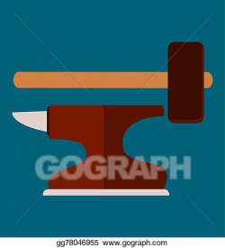 EPS Vector - Anvil with hammer symbol. Stock Clipart ...