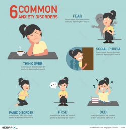 6 Common Anxiety Disorders Infographic Illustration 79773536 - Megapixl