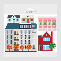 House clipart - houses clip art, buildings, homes, shotgun house ...