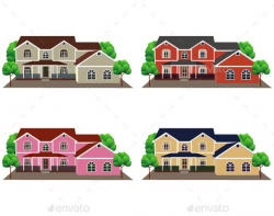 Front View of Houses (Vector EPS, AI Illustrator, CS, apartment ...