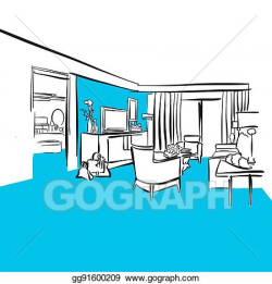 Vector Clipart - Hotel room luxury apartment, blue series. Vector ...