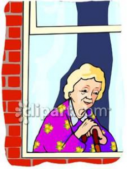 Old Woman Looking Out Her Apartment Window - Royalty Free Clipart ...