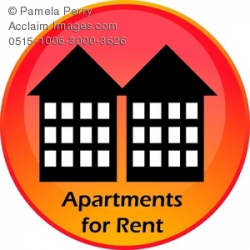 Clip Art Image of Apartments on a Glassy Button for Rentals