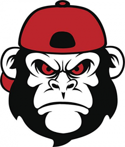 Amazon.com: Angry Red and Black Monkey in Baseball Cap Hat Cartoon ...