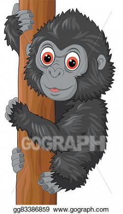 Vector Illustration - Cute baby gorilla climbing tree. Stock Clip ...