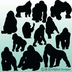 12 Gorilla Silhouette Clipart Images Clipart by ...