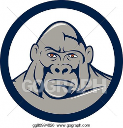 Vector Art - Angry gorilla head circle cartoon. EPS clipart ...