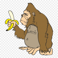 Svg Transparent Clipart Ape - Gorilla With Banana - Png ...