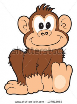 A Happy Cartoon Monkey Smiling On White. Stock Photo 137812982 ...