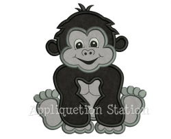 Zoo Baby Gorilla Applique Machine Embroidery Design Jungle Boy Girl ...