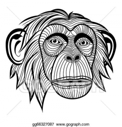 Vector Clipart - Monkey chimpanzee ape head animal, . Vector ...