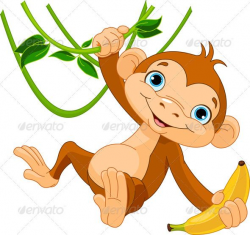Cute Monkey Clip Art | ape, art, banana, cartoon, character ...