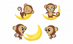 Ape Bananas Monkeys Transprent - Monkey & Banana Clipart ...
