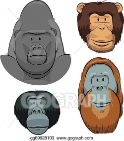 Vector Clipart - Great ape faces. Vector Illustration gg69928103 ...