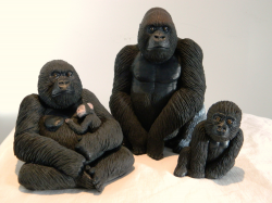 Set of three Gorilla Sculptures! Family of Gorillas Including, Male ...