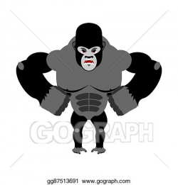 Vector Art - Angry gorilla on its hind legs. aggressive monkey on ...
