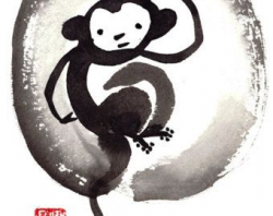 Zen Monkey, Chinese Zodiac, Year of the Monkey Original Sumi Zen ...