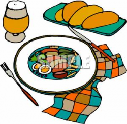A Colorful Cartoon of a Plate of Appetizers and Warm Bread - Royalty ...