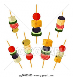 EPS Illustration - Canapes, tapas in flat style. buffet, restaurant ...