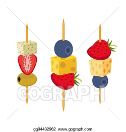 Vector Art - Fruit, berries canapes. snack, appetizer for ...