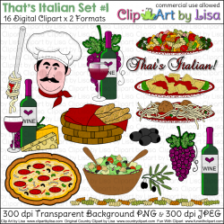That's Italian Clipart Set 1 Kitchen & Food Clip Art