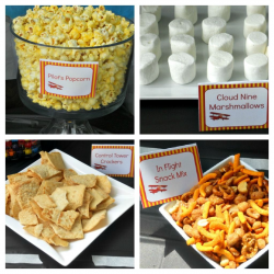 airplane party food-- don't like these snacks, but I love the idea ...