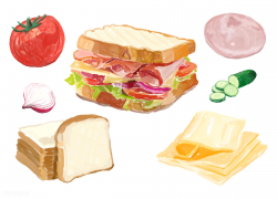 Hand drawn sandwich watercolor style