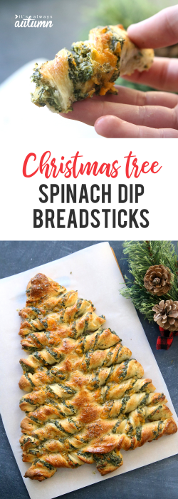 Christmas tree spinach dip breadsticks - It's Always Autumn