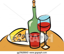 Vector Art - Wine and cheese. EPS clipart gg79526643 - GoGraph