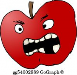 Drawing - Angry apple. Clipart Drawing gg60779559 - GoGraph