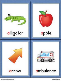Letter A Words and Pictures Printable Cards: Alligator, Apple, Arrow ...