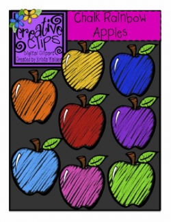 Chalkboard Rainbow Apples {Creative Clips Digital Clipart} | TpT
